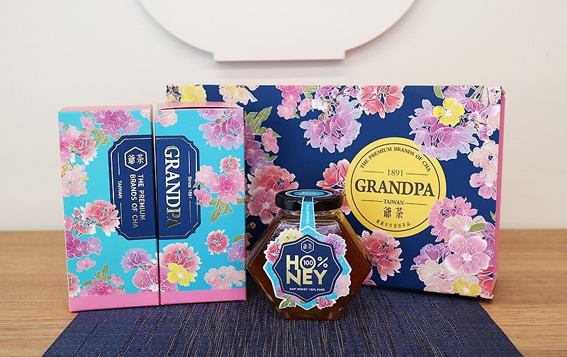 花好月圓禮盒(茶+蜂蜜)台灣荔枝蜜加兩款茶葉組合