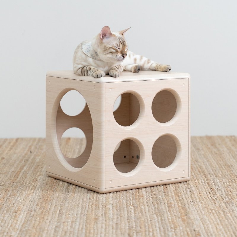 Square jump box nest-C style - Scratchers & Cat Furniture - Wood Brown