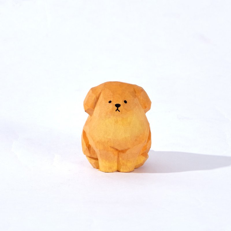 Yeyo 胖胖的金毛尋回犬木雕 - 擺飾/家飾品 - 木頭 橘色