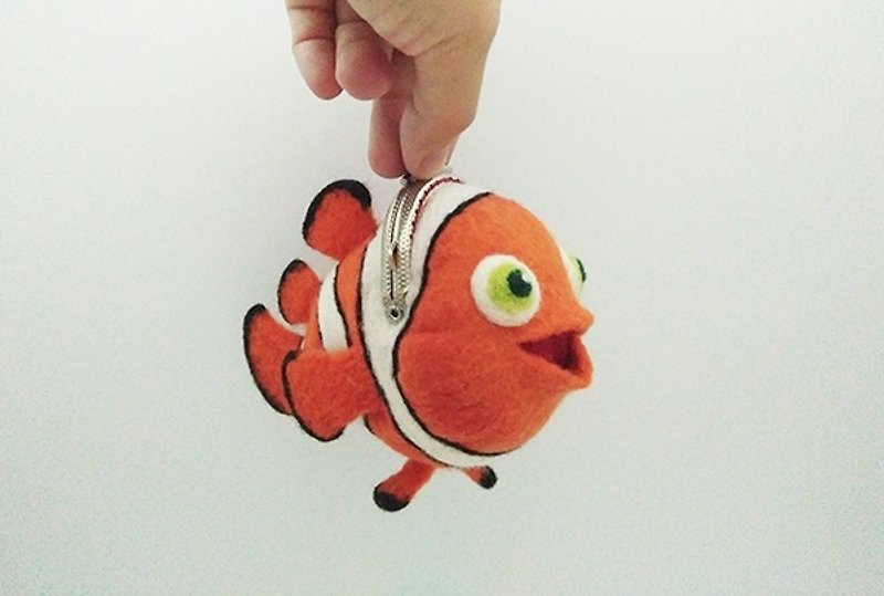 羊毛氈 動物口金 海洋系列-小丑魚 台灣製造 限量手工 - 散紙包 - 羊毛 橘色