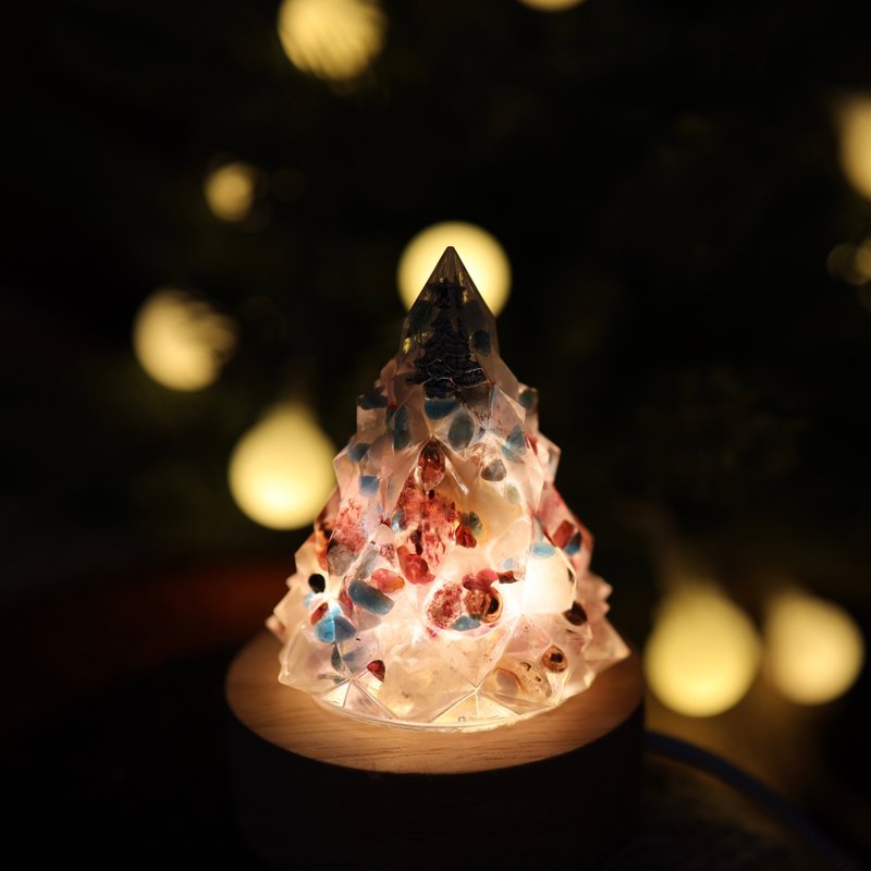 [Christmas Gift Box] Pink Love Christmas Tree Night Light-Aogang Energy Tree/ Gemstone Tree - โคมไฟ - หยก สึชมพู