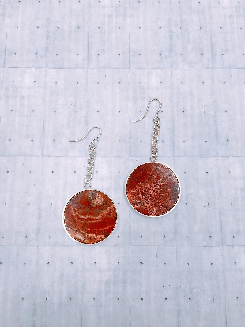 Natural Stone-Safflower Agate Earrings (Spot 1) - Couples' Rings - Gemstone Red