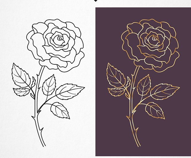 Simple Black Rose Outline/Line Art/Logo/Decal/Vector/Floral/Cricut/Cut  File/Instant Download/Sticker/Tattoo Design/EPS/PNG/Clipart/svg files