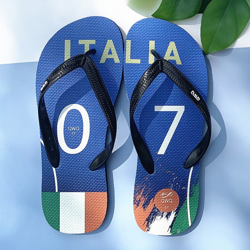 ยาง รองเท้าแตะ หลากหลายสี - Men's national team football commemorative flip-flops anti-slip waterproof flip-flops Italy