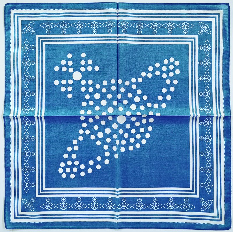 Vivienne Westwood Vintage Handkerchief Saturn Gift for Her 19.5 x 19.5 inches - 手帕 - 棉．麻 藍色