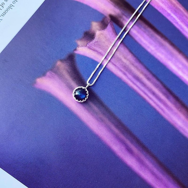 925 sterling silver/bluish blue•black labradorite necklace - Necklaces - Gemstone Blue