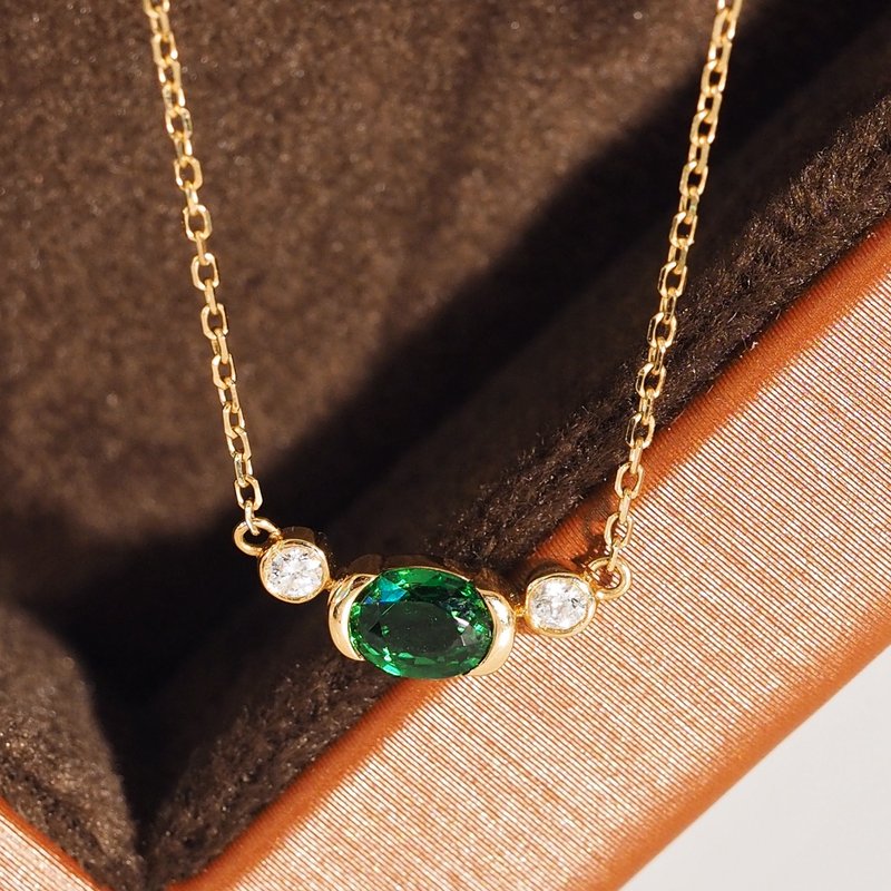 18K Gold Tsavorite Gem Candy Necklace - สร้อยคอ - เครื่องประดับ 