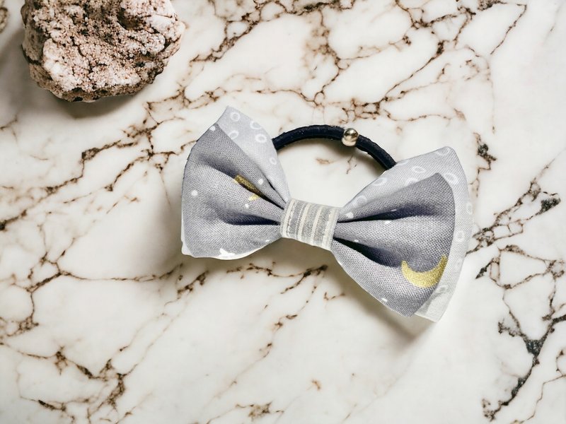 Handmade hair accessories. Bow hair tie. gray night - Hair Accessories - Cotton & Hemp Gray