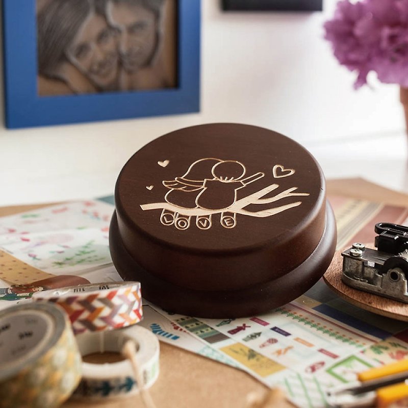 [Wedding gift, commemorative gift, Christmas gift] Customized music box with heart - Items for Display - Wood Brown