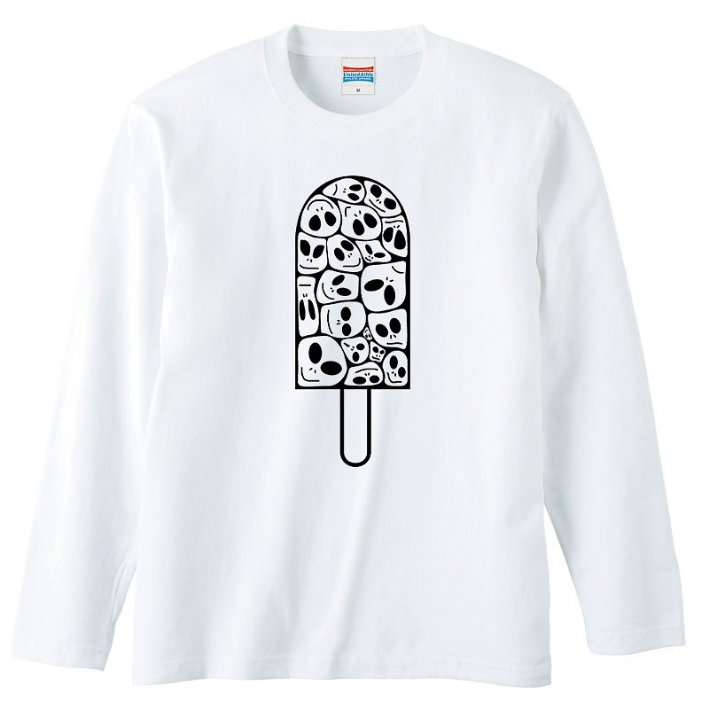 [Long sleeve T-shirt] Alien Ice - เสื้อยืดผู้ชาย - ผ้าฝ้าย/ผ้าลินิน ขาว