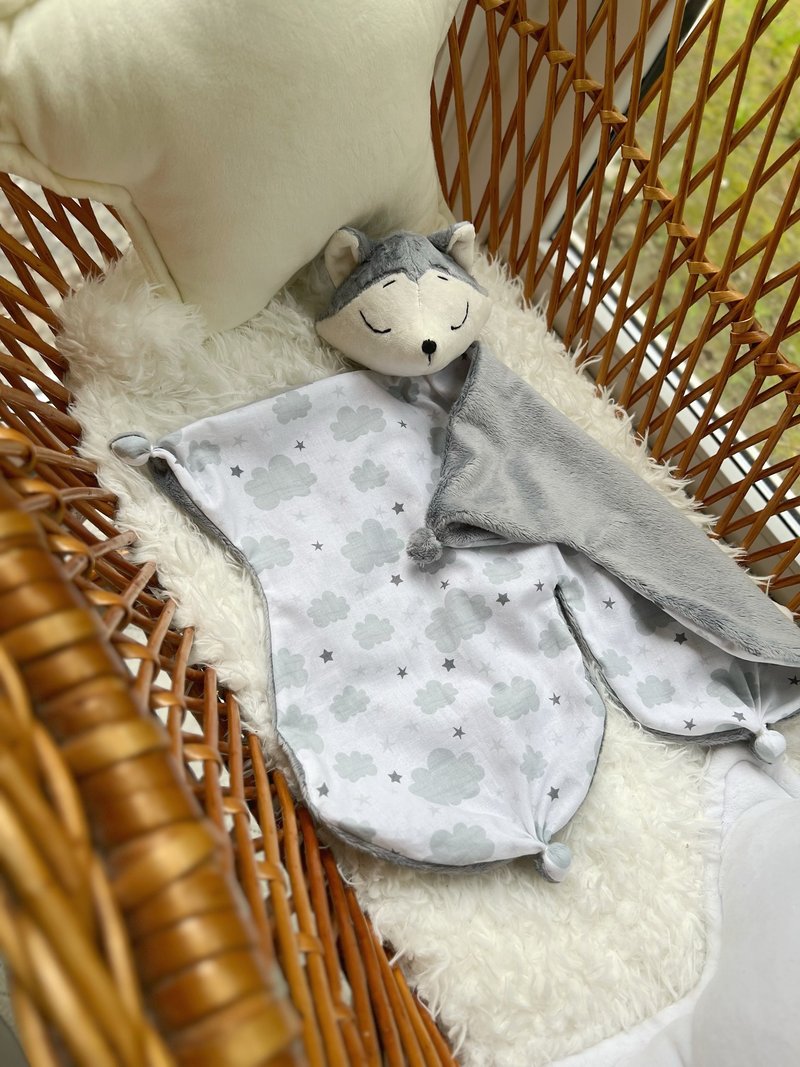 Baby lovey Comforter toy Wolf comforter Wolf blanket First baby toy Comforter BB - 寶寶/兒童玩具/玩偶 - 棉．麻 灰色
