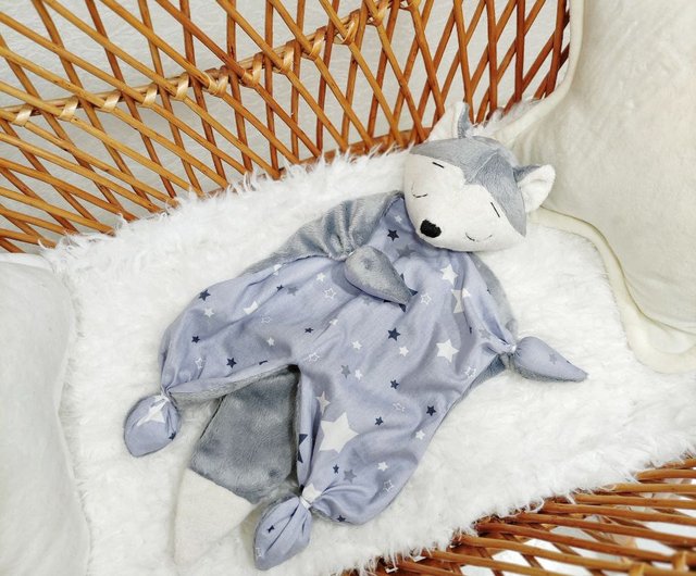 Baby lovey Comforter toy Wolf comforter Wolf blanket First baby