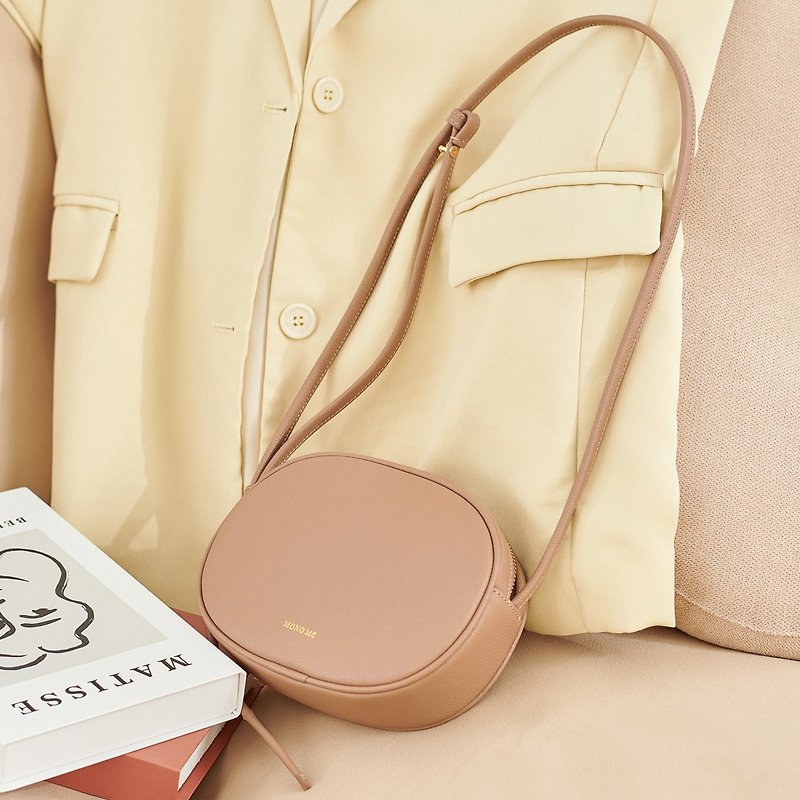 OVAL crossbody bag, genuine leather – Rosy Brown - 手袋/手提袋 - 真皮 咖啡色