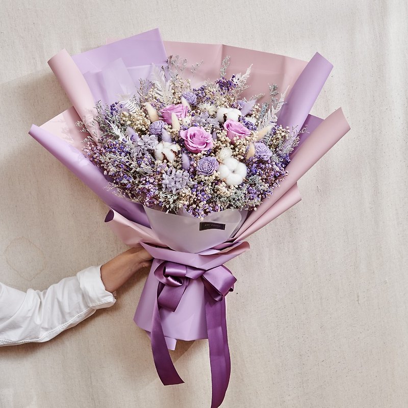 Classic romantic taro purple-dry bouquet / immortal bouquet-Valentine's Day gift-proposal bouquet - ช่อดอกไม้แห้ง - พืช/ดอกไม้ สีม่วง