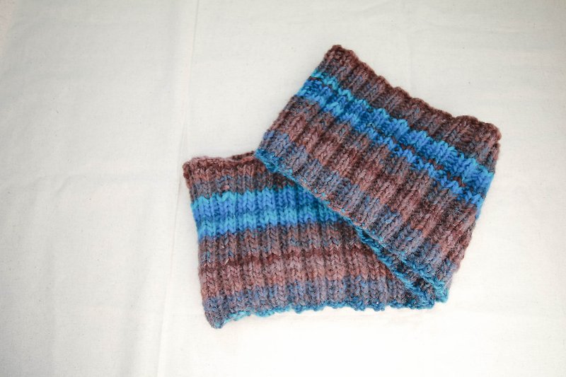 Araignee gradient color matching scarf / blue-brown scarf / hippie national sports style - ผ้าพันคอ - ขนแกะ สีนำ้ตาล