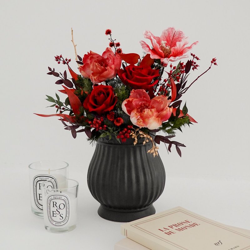 [New Year Flower Gift] Red and gold everlasting flower table flowers - Dried Flowers & Bouquets - Plants & Flowers Red