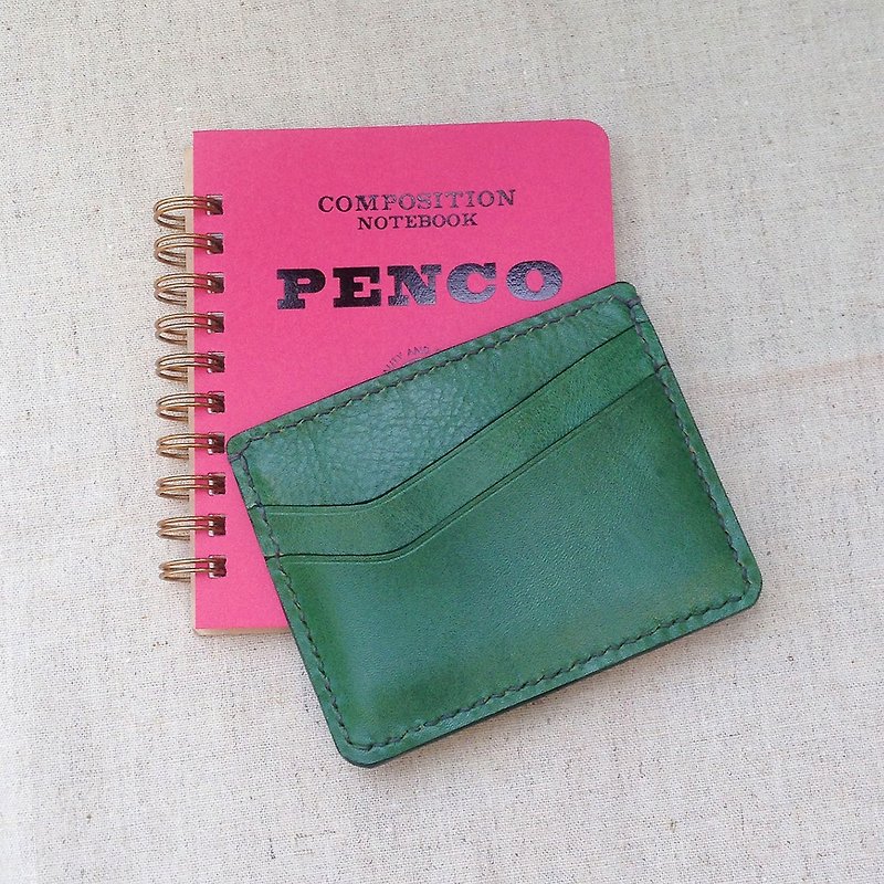 Charlotte leather card holder/document holder/youyou card holder-forest green - ID & Badge Holders - Genuine Leather Green