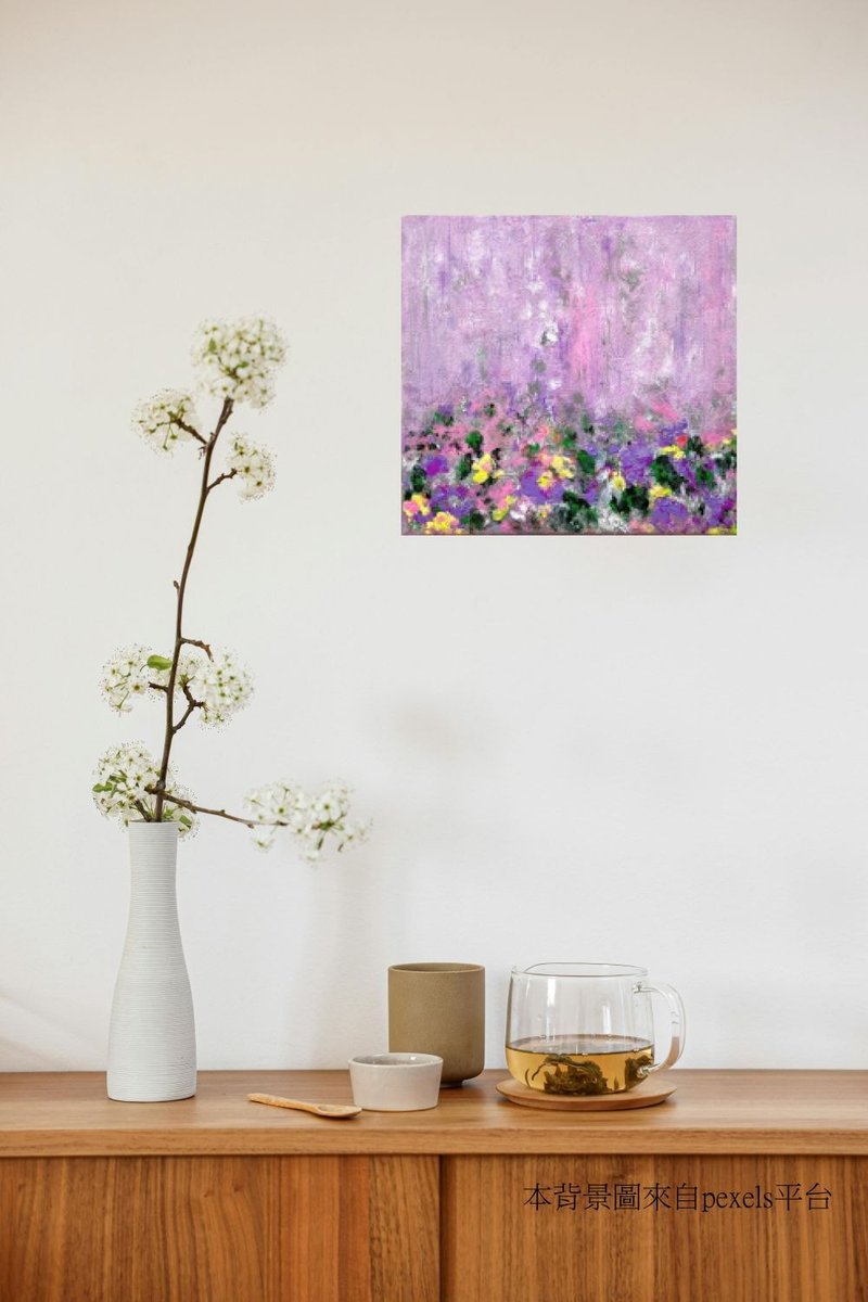 [Spring Rain] Acrylic Frameless Painting / Wall Art / Landscape / Original Art / Decor / Christmas Gift / White Elephant Gift - ภาพวาดบุคคล - ผ้าฝ้าย/ผ้าลินิน 