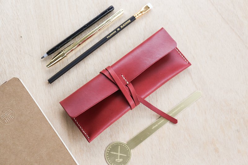 Shekinah Handmade Leather-Simple Rope Pencil Case - Pencil Cases - Genuine Leather Brown