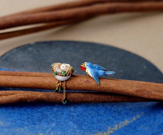 Mother 鳥ピアス アシンメトリーピアス 繊細で華奢なピアス