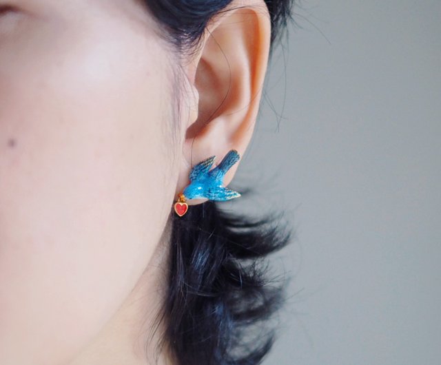 Mother 鳥ピアス アシンメトリーピアス 繊細で華奢なピアス