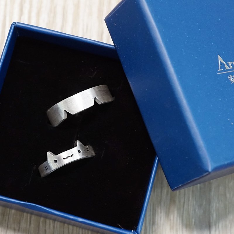 Silver jewelry metalworking cat combination ring couple couple recommended (two people for a pair of prices) - งานโลหะ/เครื่องประดับ - เงิน 