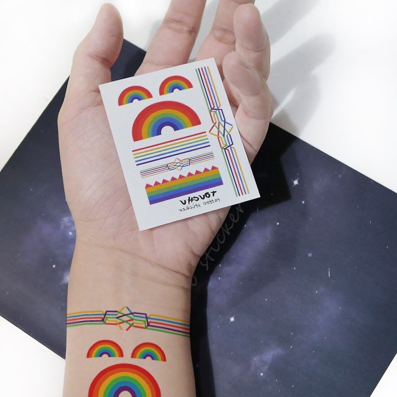 TU Tattoo Sticker- Mini Rainbow / Tattoo / waterproof Tattoo / original / Tattoo Sticker - Temporary Tattoos - Paper Multicolor