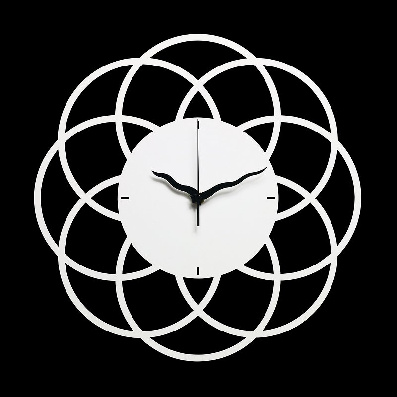 【OPUS Dongqi Metalworking】ヨーロピアンアイアンアート椿時計-咲く（ホワイト）/ミュート掛け時計/クラシック - 時計 - 金属 ホワイト
