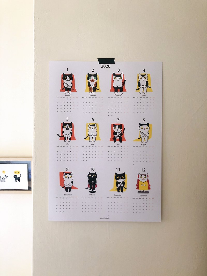 2020 Meow Barber Calendar Poster - Posters - Paper White