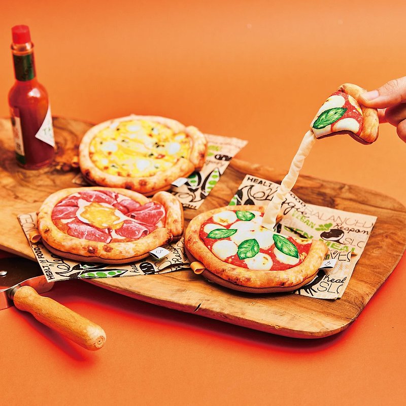 【YOU+MORE!】Italian Shredded Pizza Telescopic Key Case Key Holder - ที่ห้อยกุญแจ - เส้นใยสังเคราะห์ 