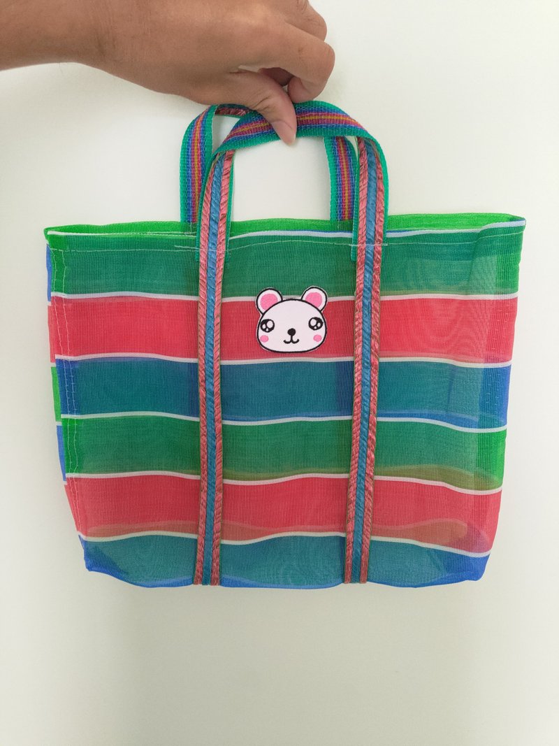 Bear embroidery hand-stitched Taiwan retro bag - Handbags & Totes - Other Materials 