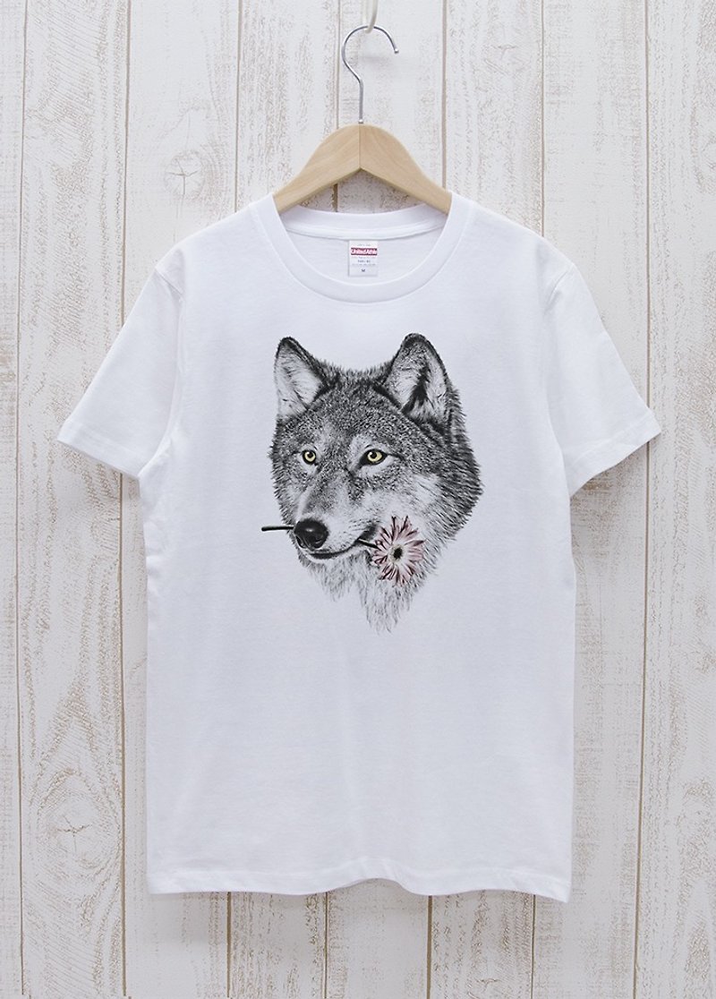 ronronWOLF Tee　Here you go　ホワイト / R027-T-WH - 帽T/大學T - 棉．麻 白色
