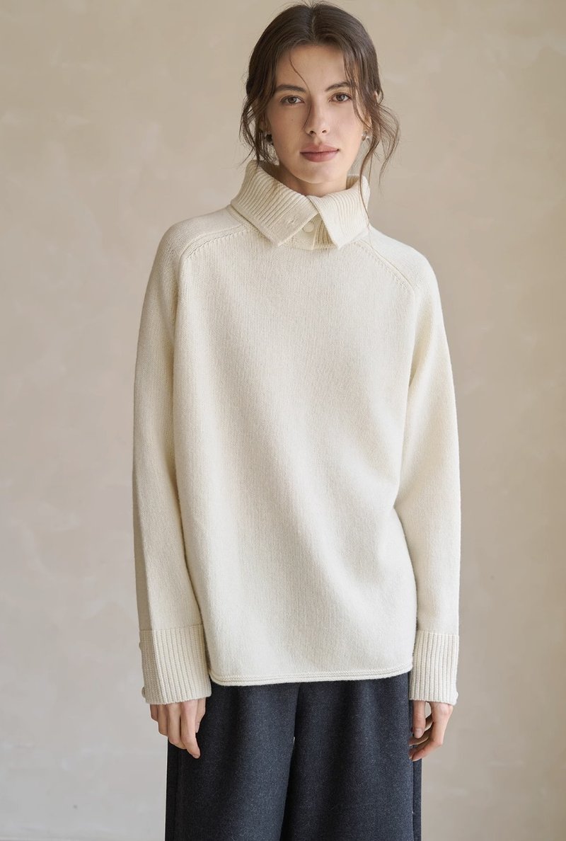 French minimalist all wool high collar comfortable knitted sweater - สเวตเตอร์ผู้หญิง - วัสดุอื่นๆ หลากหลายสี