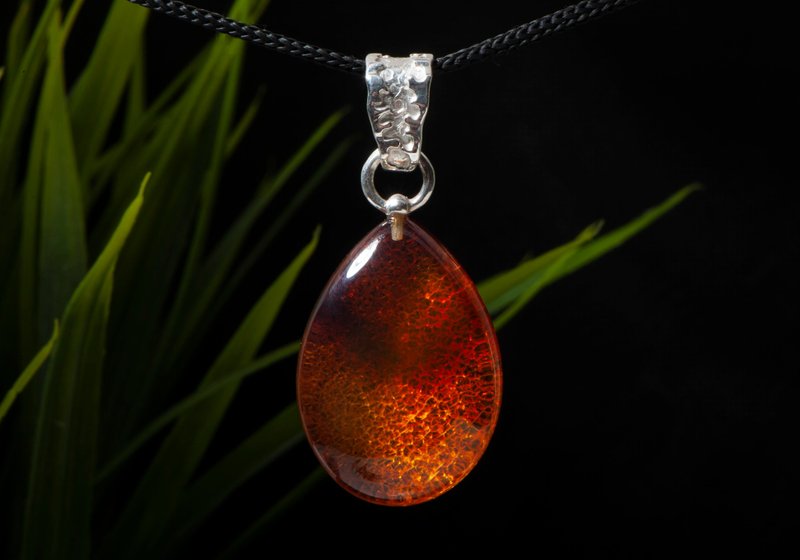 Rare amber pendant with natural untreated crust for your health, baltic amber - Necklaces - Semi-Precious Stones Transparent