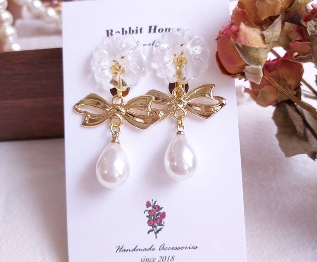 クリスマス イヤリングピアス/イヤリングレトロ レッド フラワー