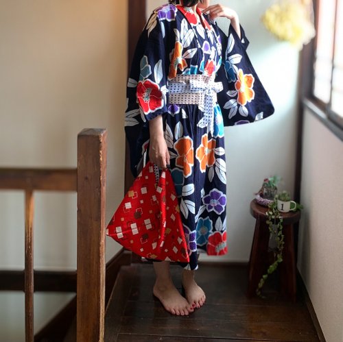 浴衣リメークセットアップ 浴衣リメイク セットアップ 紺 - NORIKOKIMONO'S GALLERY