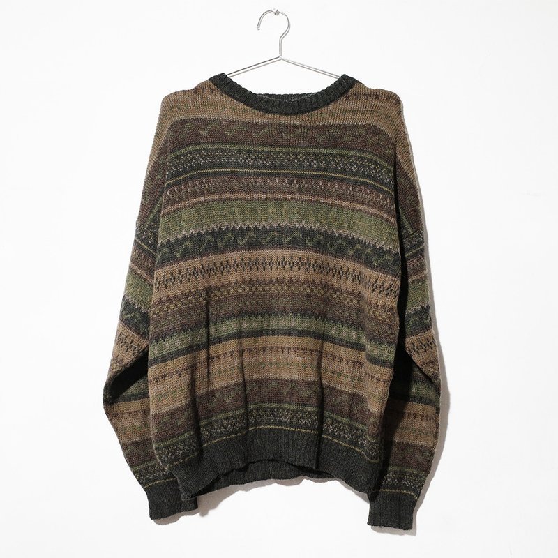 Retro sweater vintage sweater vintage sweater made in Italy 50% mixed wool classic knitted R00 - Men's Sweaters - Wool Multicolor