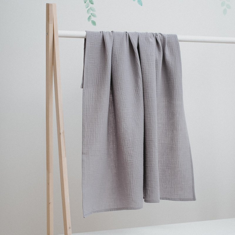 Grey Muslin Baby Swaddle - Newborn Blanket - Baby Shower gift - ผ้าปูที่นอน - ผ้าฝ้าย/ผ้าลินิน สีเทา