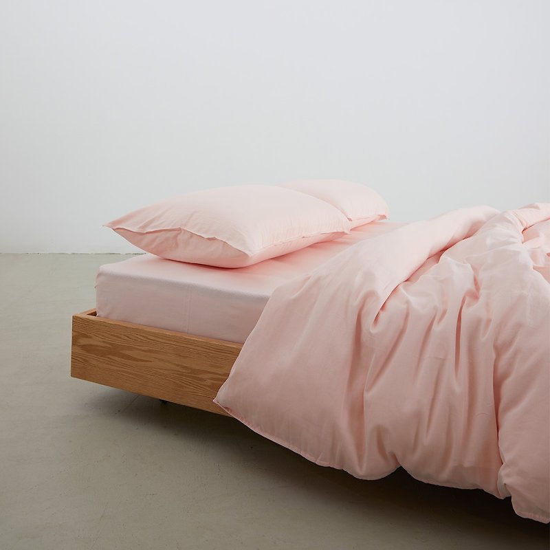 裸系列 蛛絲粉 純色四件套60支高級感長絨棉100%全棉床單床包被套 - 寢具/床單/被套 - 棉．麻 粉紅色