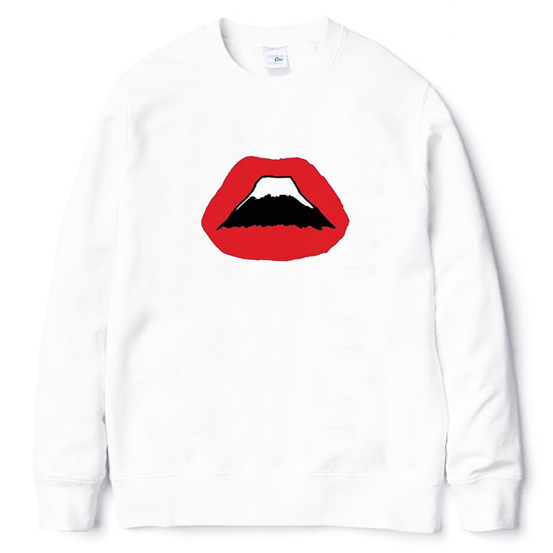 Lips Mt Fuji white sweatshirt - เสื้อผู้หญิง - วัสดุอื่นๆ ขาว