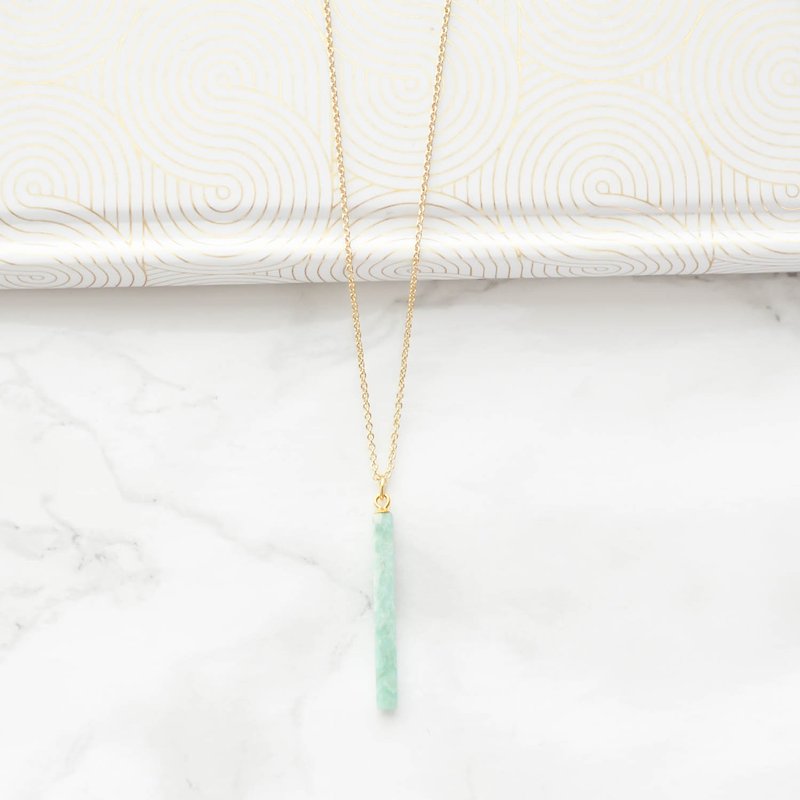 Necklace/Amazonite Bar Necklace/項鍊 時尚 简单 - 項鍊 - 寶石 藍色