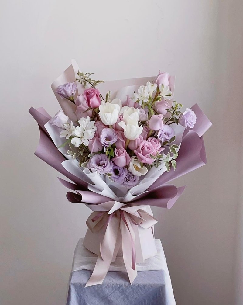 [Flowers] Elegant purple and white tulip rose bouquet - อื่นๆ - พืช/ดอกไม้ สีม่วง