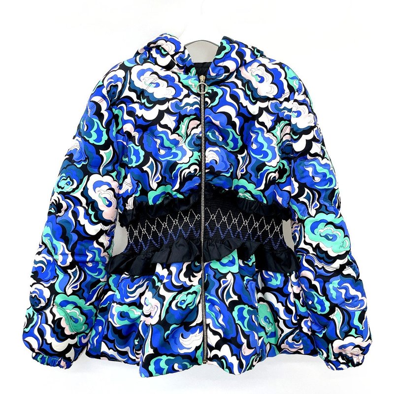 【日本直送 中古美品】エミリオプッチ Emilio Pucci ダウンジャケット アウター 8RYB01 ナイロン ブルー 総柄 サイズ38 レディース - 女大衣/外套 - 尼龍 藍色