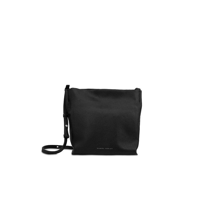 Poppy Leather Crossbody Bag - Pebbled Black - กระเป๋าแมสเซนเจอร์ - หนังแท้ สีดำ