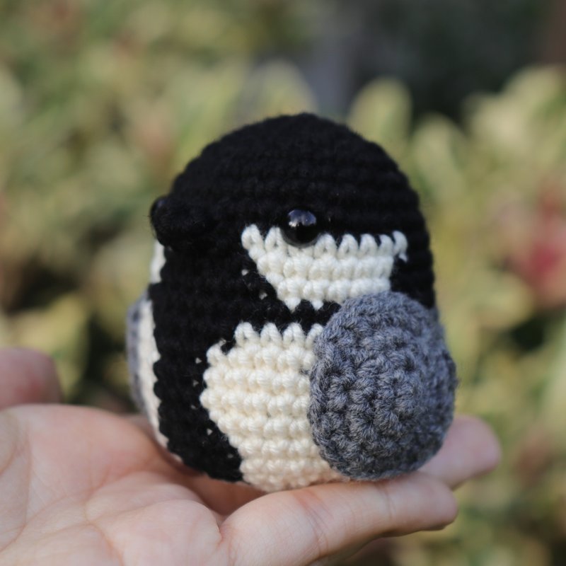 Cinereous Tit crochet toy - ของวางตกแต่ง - ขนแกะ 