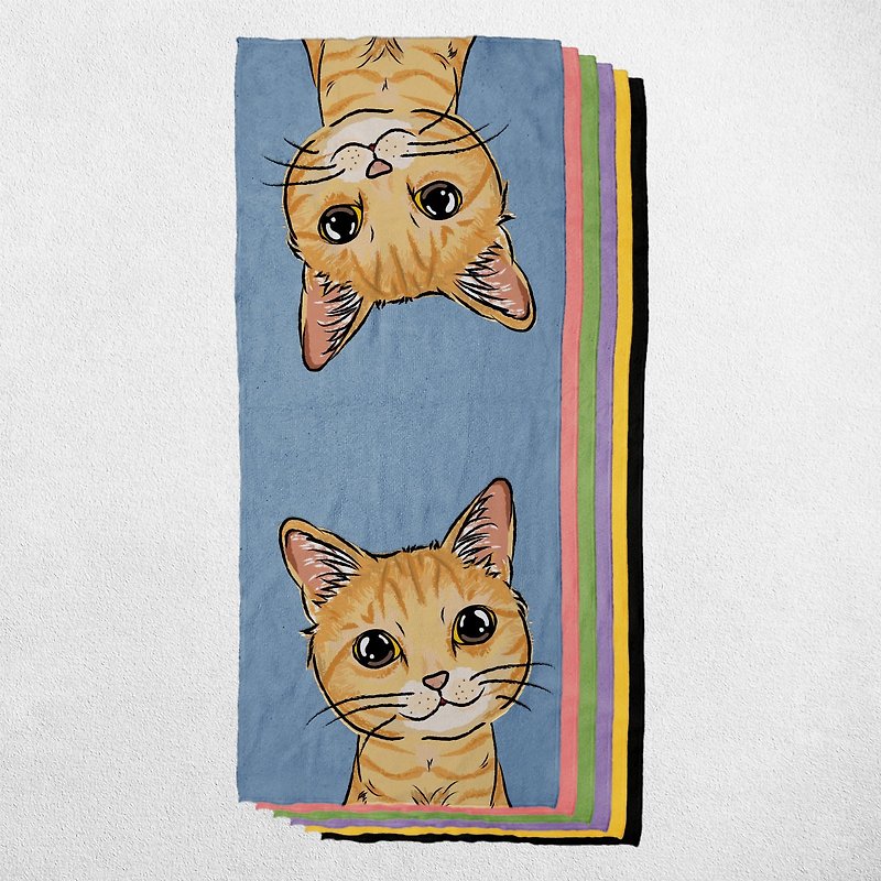 Cat tabby Mercedes 7 fur color pet pattern towel/square towel/sports towel with multiple patterns optional - Cleaning & Grooming - Cotton & Hemp Multicolor
