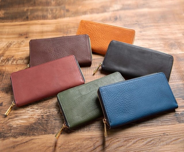 Tochigi Leather Round Zipper Long Wallet Skimming Prevention Made