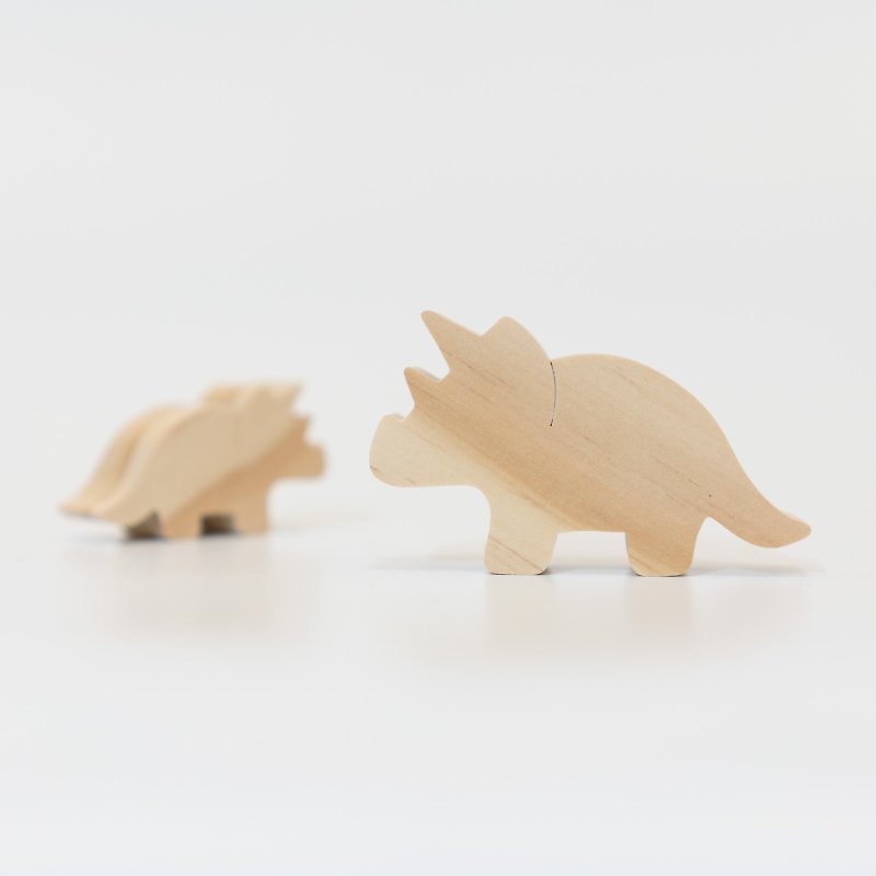 wagaZOO thick cut modeling building blocks dinosaur series - Triceratops - Items for Display - Wood Khaki