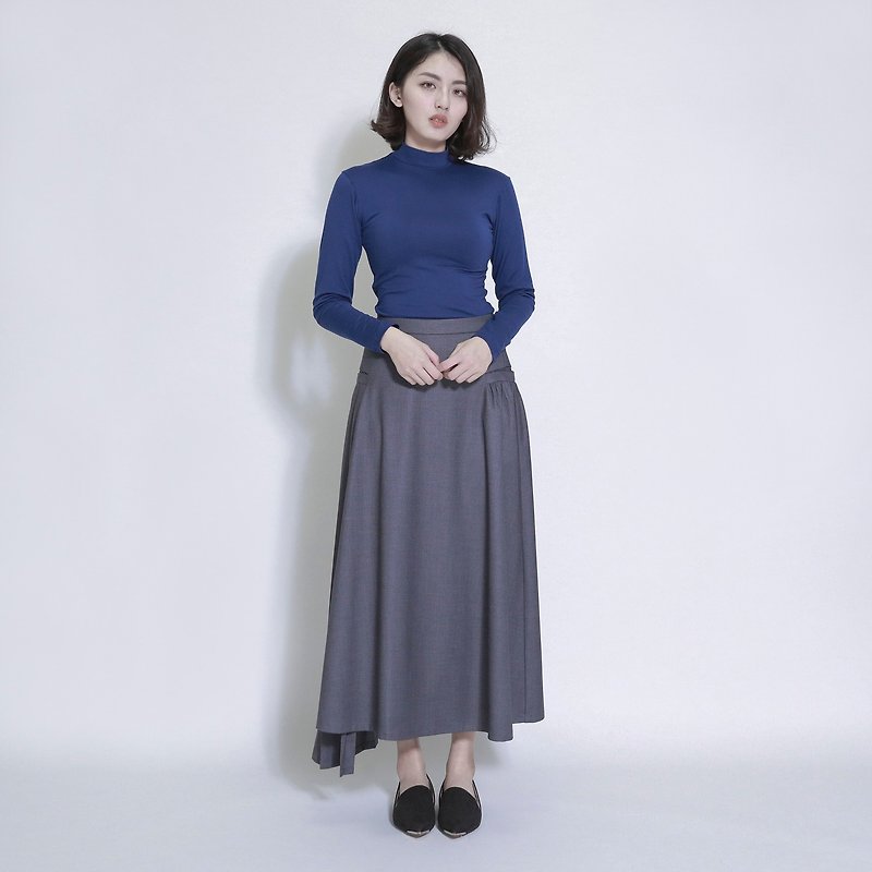 Tiering layered wrinkled dress _7AF151_ gray - Skirts - Cotton & Hemp Gray