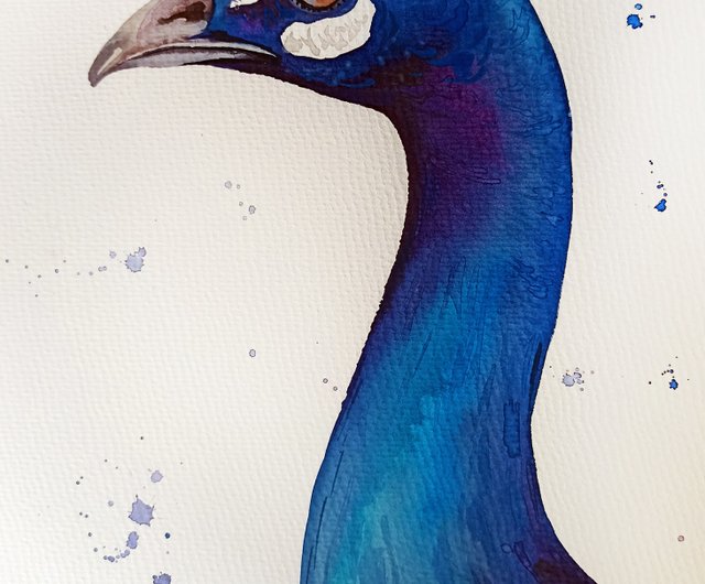 美品　常雄　額入り絵画　水鳥　落ち着いた色合いが素敵な　表現が丁寧で奥深い　壁掛 水彩画 美しい鳥BlueJay 絵画 makochin 通販 17811358｜Creema